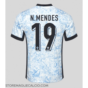 Portogallo Nuno Mendes #19 Maglia Gara Trasferta Repliche Europei 2024